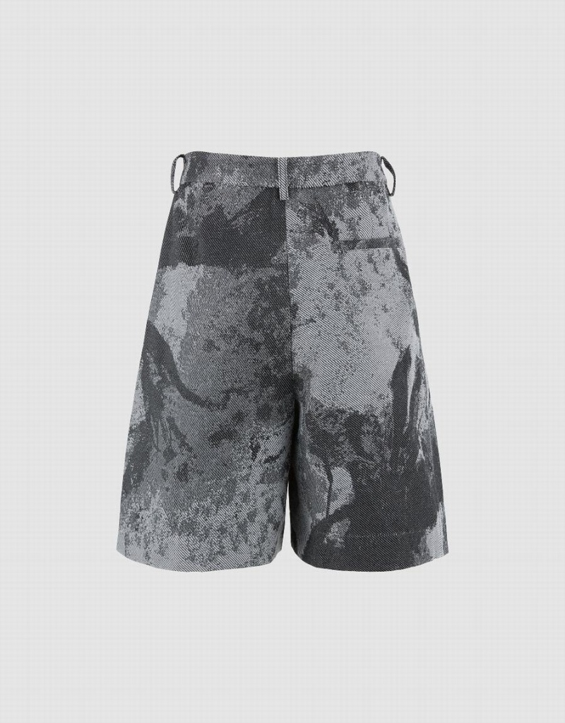 Black Women's Urban Revivo Printed Oversized Shorts | XNP6290FV