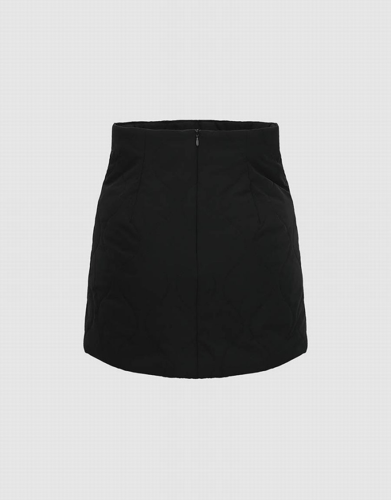 Black Women's Urban Revivo Quilted Mini A-Line Skirts | AWW413CB