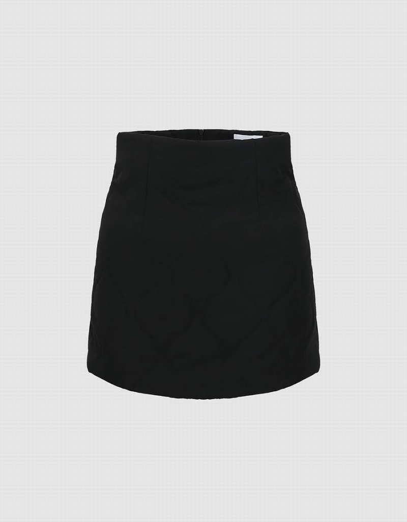 Black Women\'s Urban Revivo Quilted Mini A-Line Skirts | AWW413CB