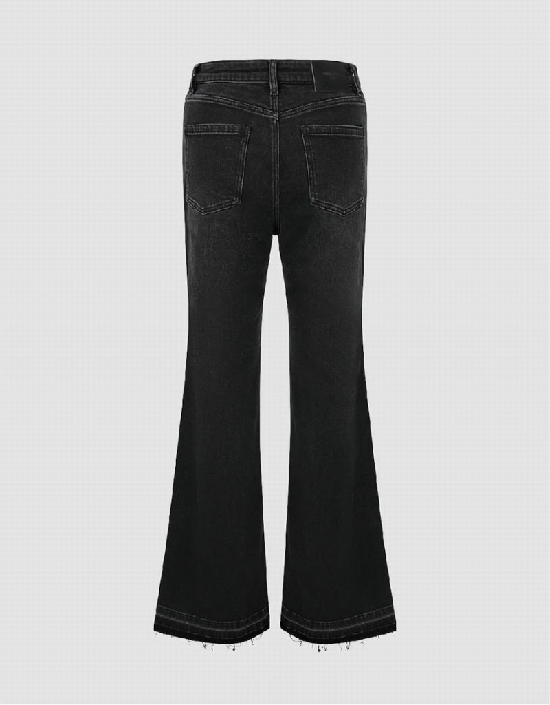 Black Women's Urban Revivo Raw Hem Flare Jeans | LWW1692XP