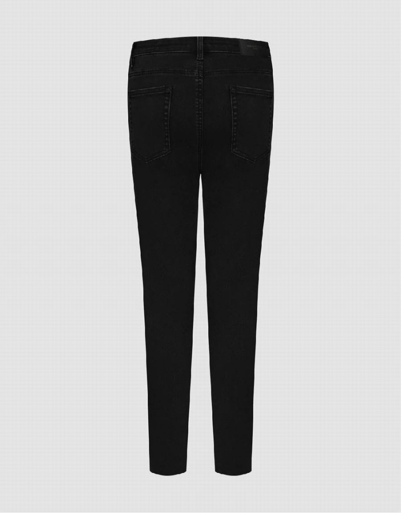 Black Women's Urban Revivo Raw Hem Skinny Jeans | PFU747JU