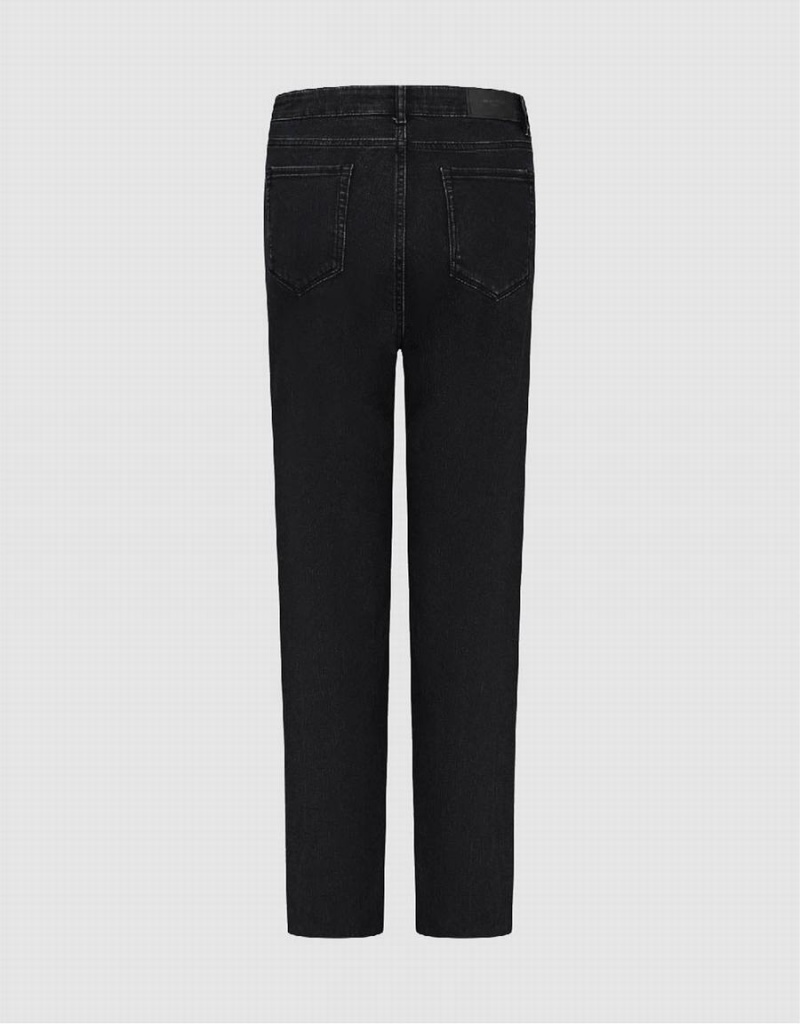 Black Women's Urban Revivo Raw Hem Straight Jeans | EPU8022OM