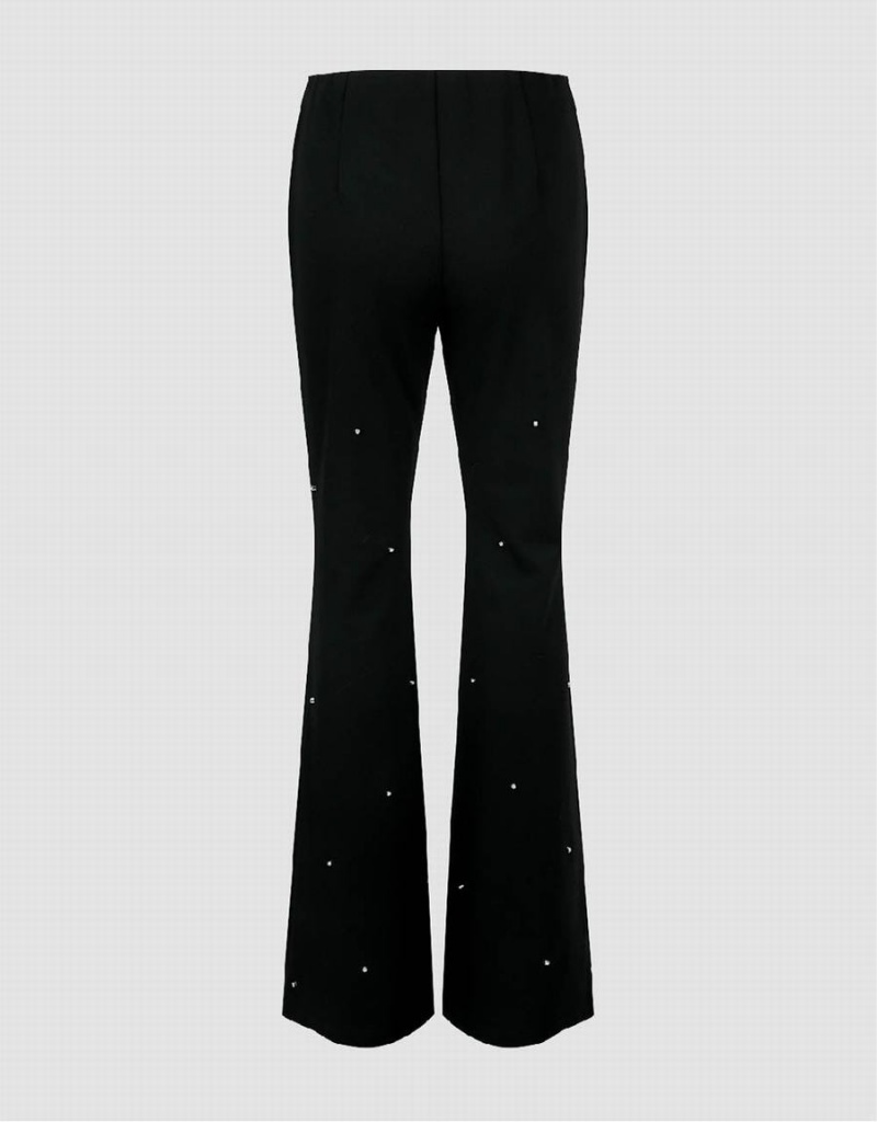 Black Women's Urban Revivo Rhinestone Decor Flare Pants | QTI8163FR