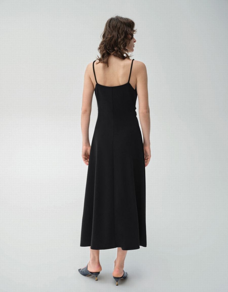 Black Women's Urban Revivo Ruched A-Line Dress | ZMM674AS