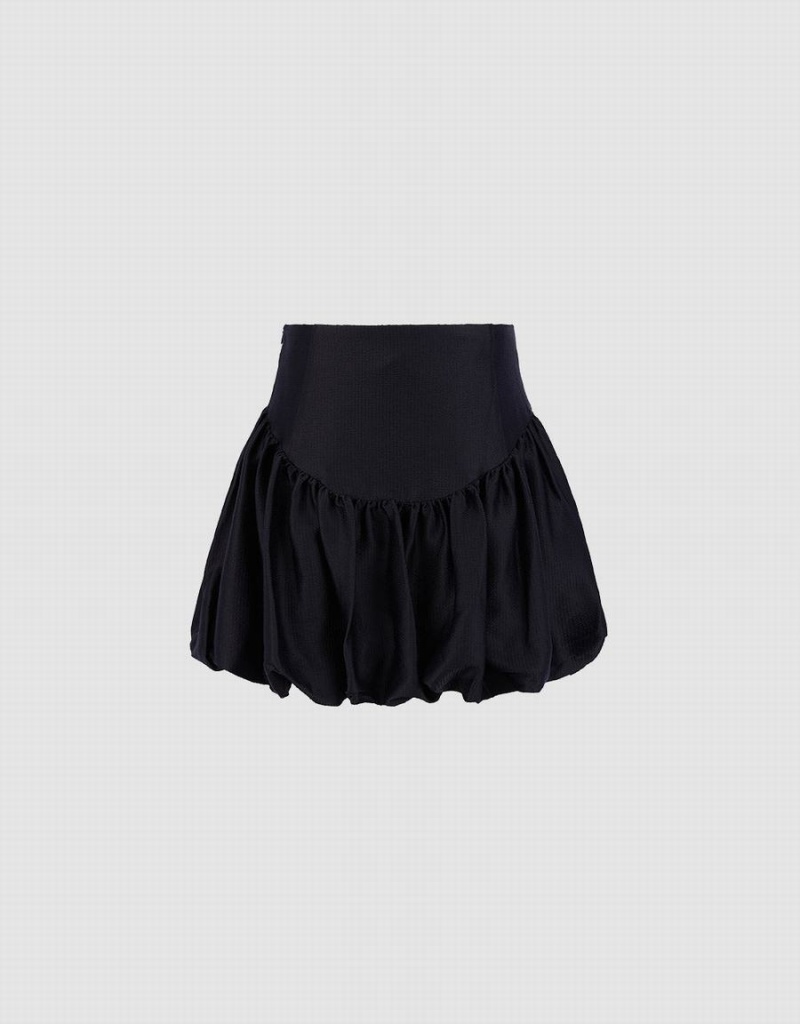 Black Women's Urban Revivo Ruffle A-Line Skirts | DHV4226WE