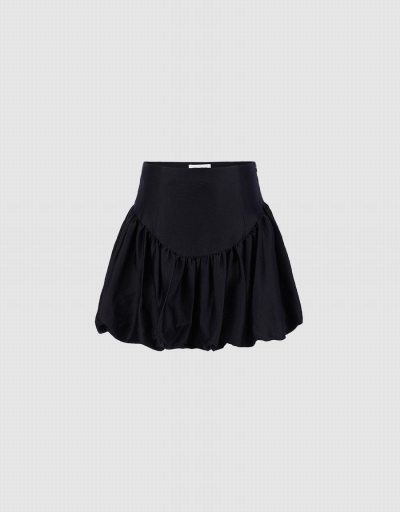 Black Women\'s Urban Revivo Ruffle A-Line Skirts | DHV4226WE