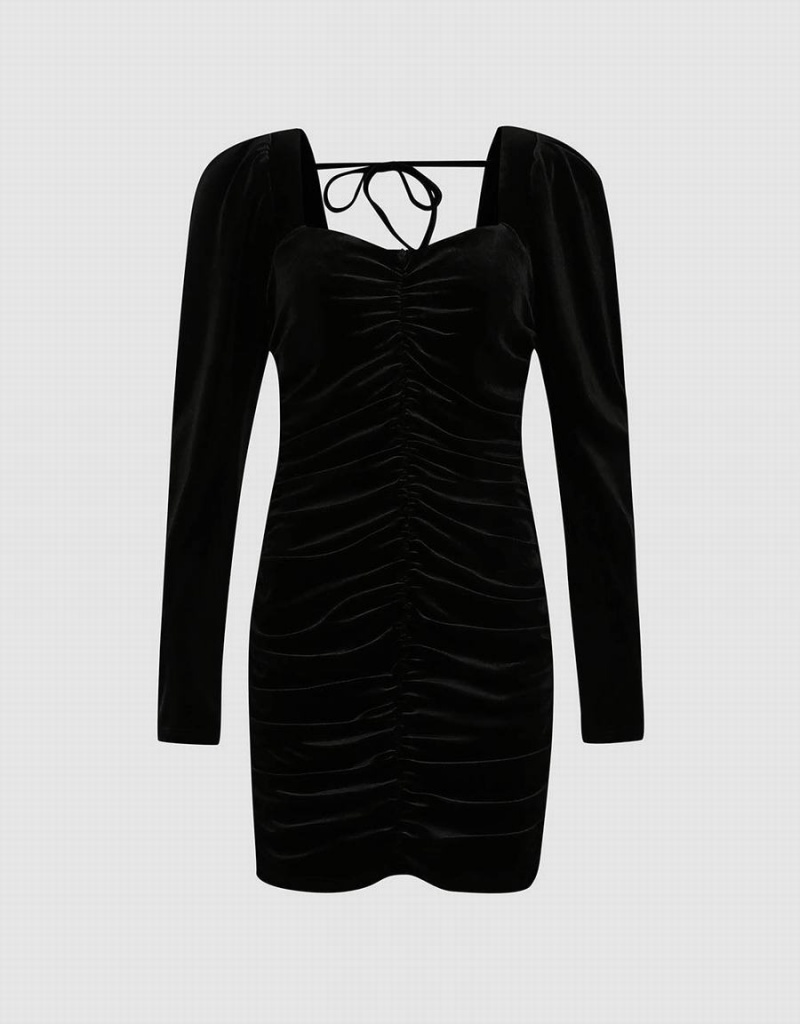 Black Women's Urban Revivo Skinny A-Line Mini Dress | TQR5565PD