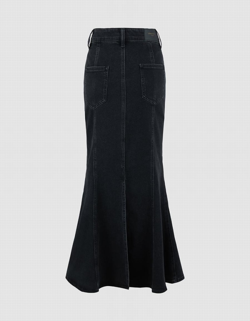 Black Women's Urban Revivo Skinny Fishtail Denim Skirts | EVG3614IS