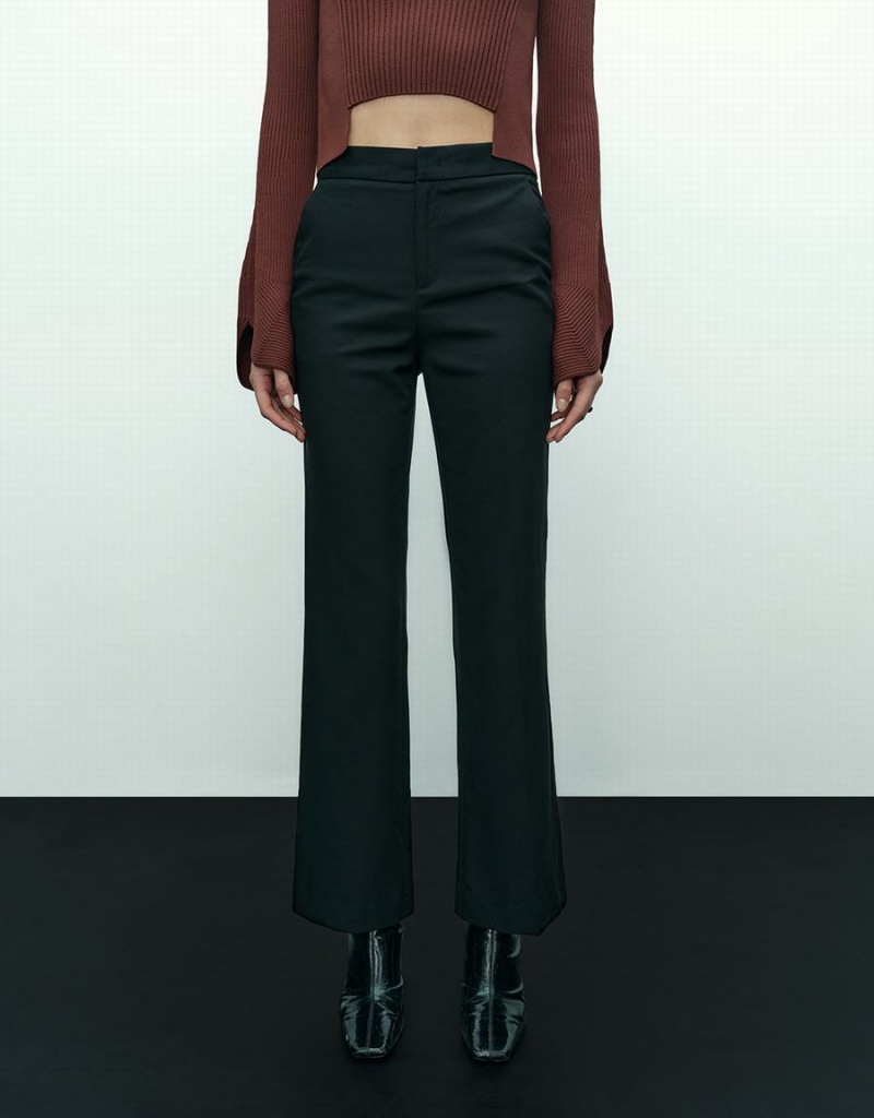 Black Women's Urban Revivo Skinny Flare Pants | UOD3110GX