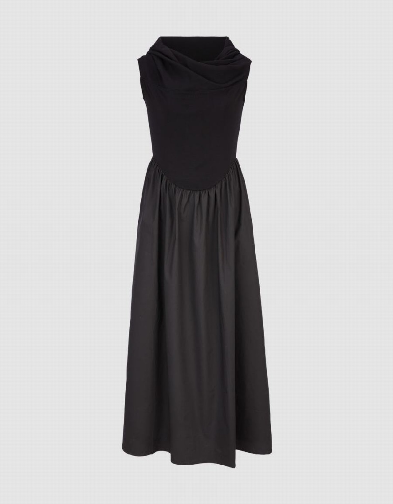 Black Women's Urban Revivo Sleeveless A-Line Dress | IGT7653XS