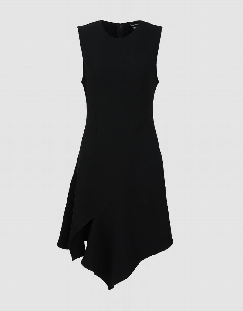 Black Women's Urban Revivo Sleeveless Crew Neck Mini A-Line Dress | ATC4348IG