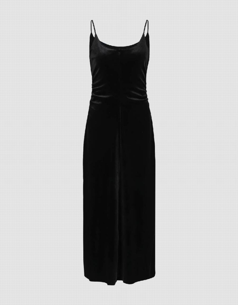 Black Women's Urban Revivo Sleeveless Skinny Knitted Dress | OFT8146RW