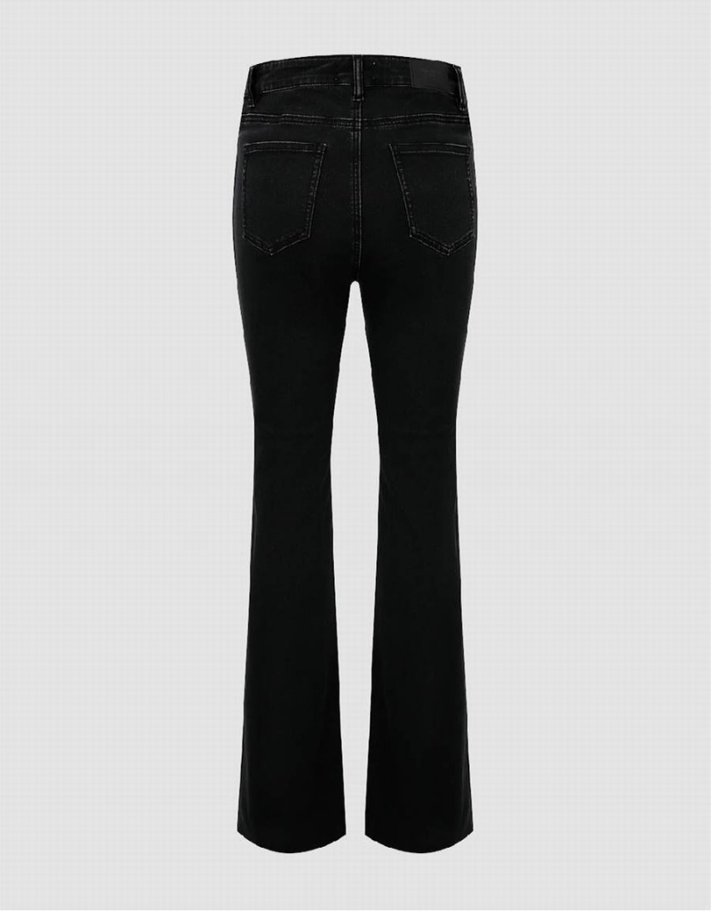 Black Women's Urban Revivo Split Hem Flare Jeans | LCC423YW