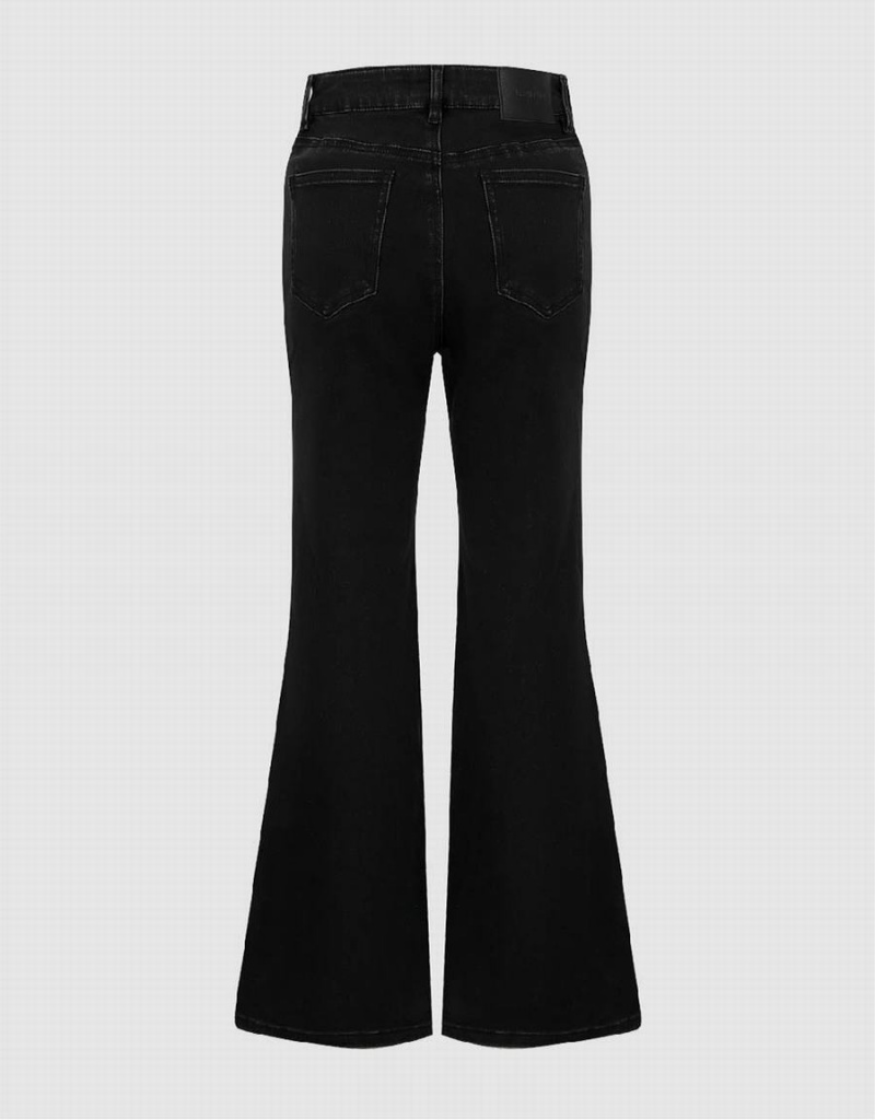 Black Women's Urban Revivo Split Hem Flare Jeans | VHL6030LL