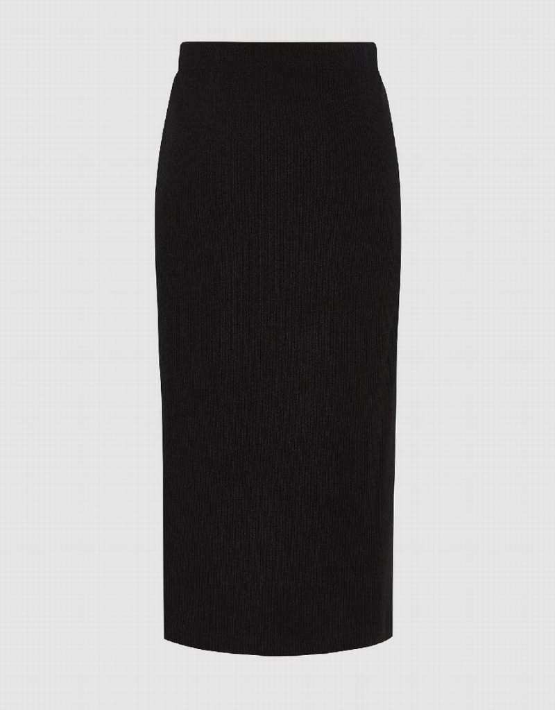 Black Women's Urban Revivo Split Hem Knitted Balloon Skirts | HEB9824FK