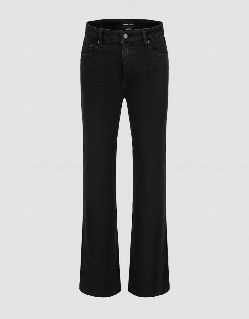 Black Women\'s Urban Revivo Straight Jeans | UPT6134YY