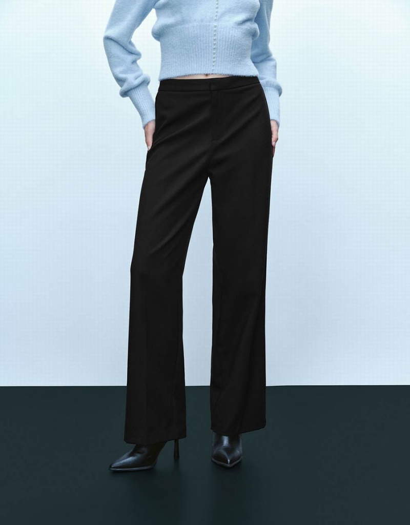 Black Women's Urban Revivo Straight Pants | BBA4082IY