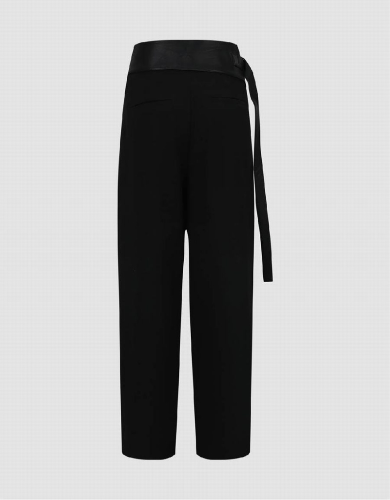 Black Women's Urban Revivo Straight With Belt Pants | GGX292AJ