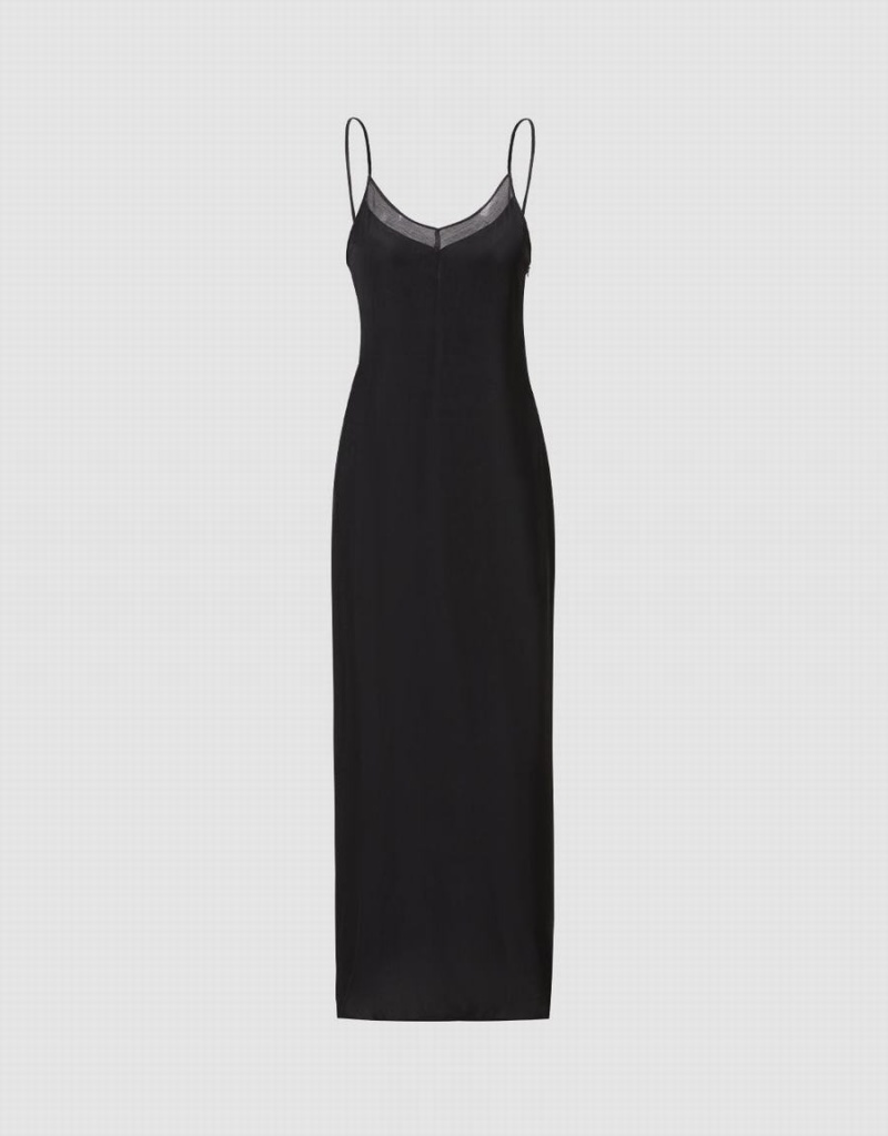 Black Women's Urban Revivo Strappy Maxi Dress | TCY2222HN