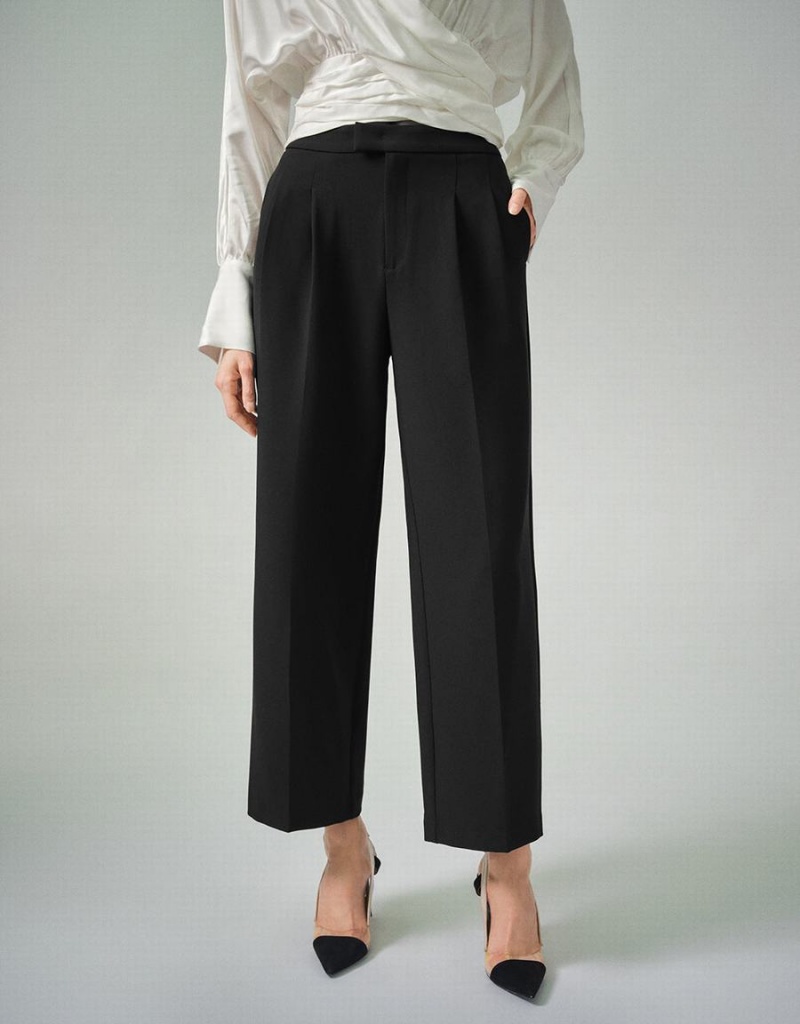 Black Women's Urban Revivo Tailored Straight Pants | KZF3839TE