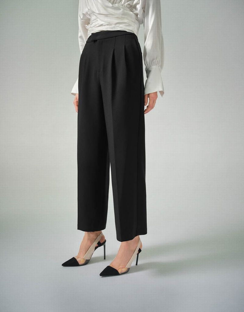 Black Women's Urban Revivo Tailored Straight Pants | KZF3839TE