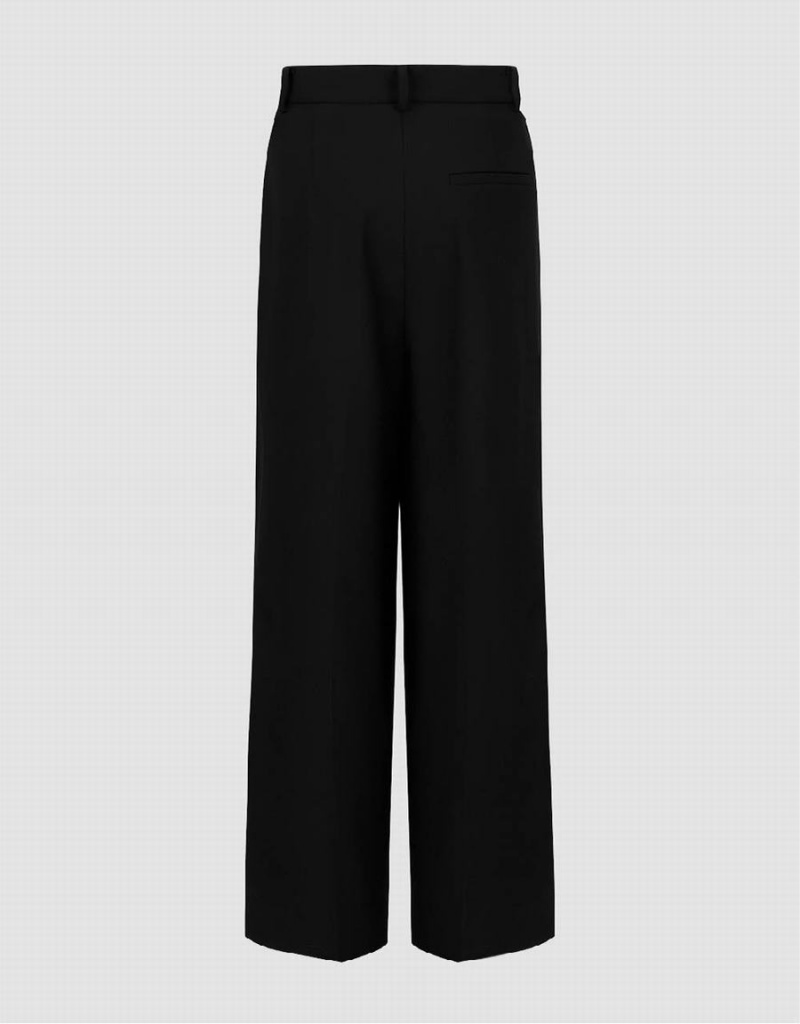 Black Women's Urban Revivo Tailored Wide-Leg Pants | WKT6469VQ