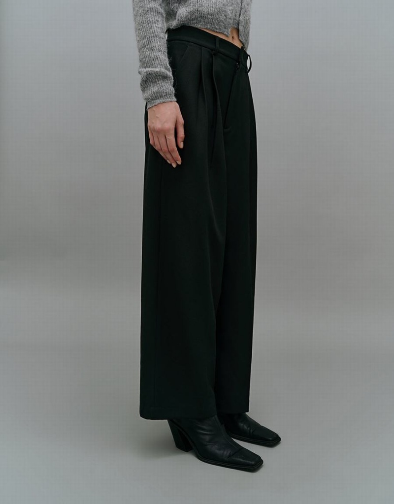 Black Women's Urban Revivo Tailored Wide-Leg Pants | WKT6469VQ