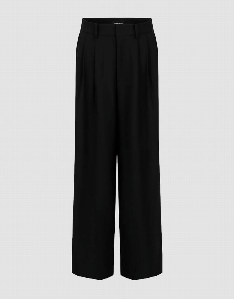 Black Women\'s Urban Revivo Tailored Wide-Leg Pants | WKT6469VQ