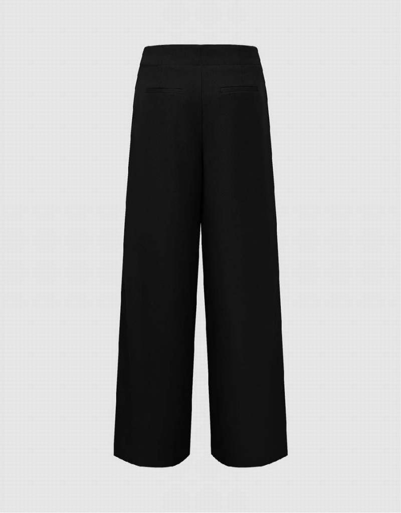 Black Women's Urban Revivo Tailored Wide-Leg Pants | TNG7843CM