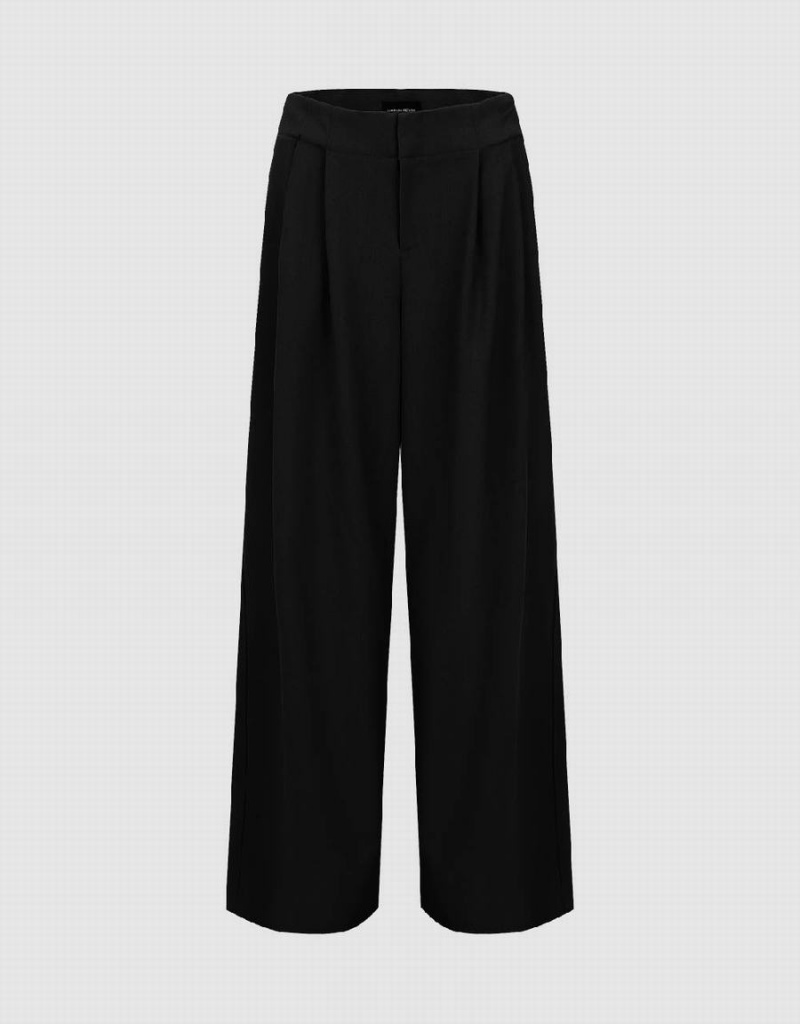 Black Women\'s Urban Revivo Tailored Wide-Leg Pants | TNG7843CM