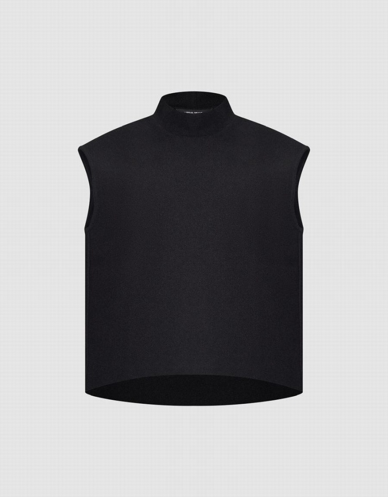 Black Women's Urban Revivo Turtle Neck Tank Top | XXT7629PW