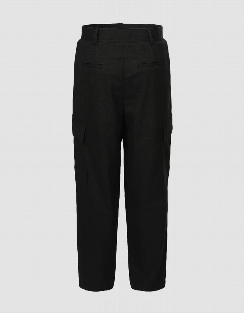 Black Women's Urban Revivo Utility Pocket Pants | SAC9382VP