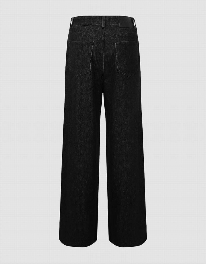 Black Women's Urban Revivo Wide-Leg Jeans | UCL269KG