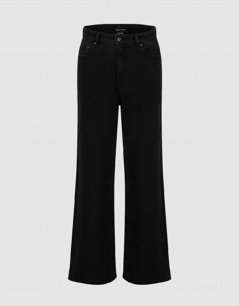 Black Women\'s Urban Revivo Wide-Leg Jeans | BGP461GF