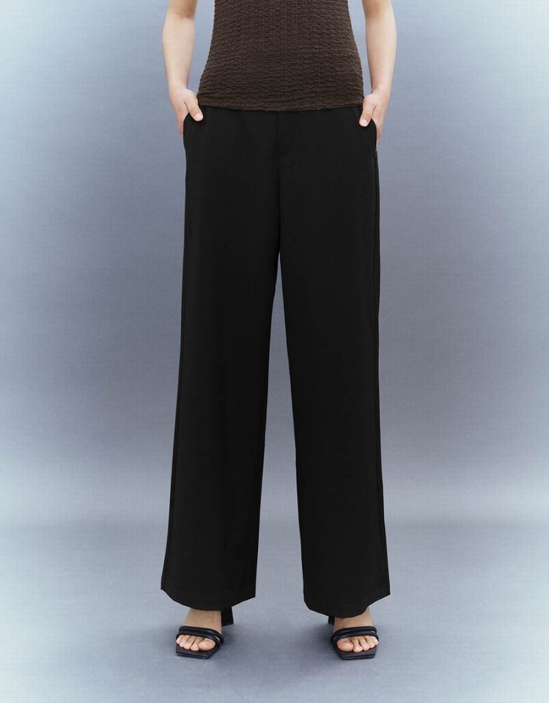 Black Women's Urban Revivo Wide-Leg Pants | RNU2617FJ