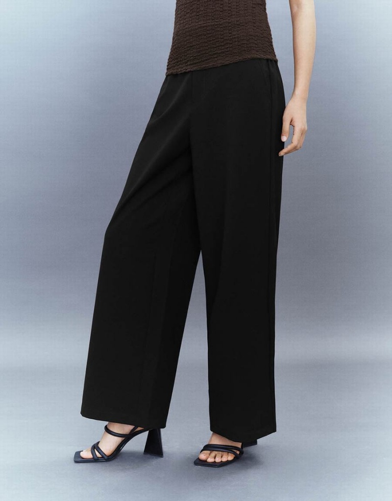 Black Women's Urban Revivo Wide-Leg Pants | RNU2617FJ