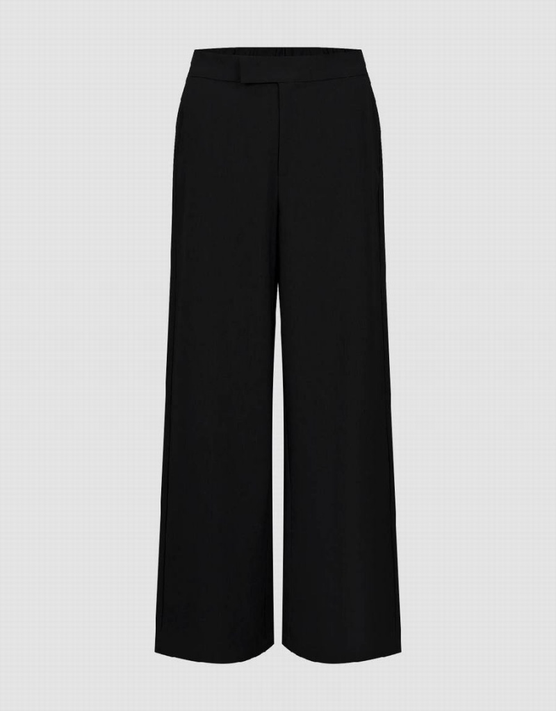 Black Women\'s Urban Revivo Wide-Leg Pants | RNU2617FJ