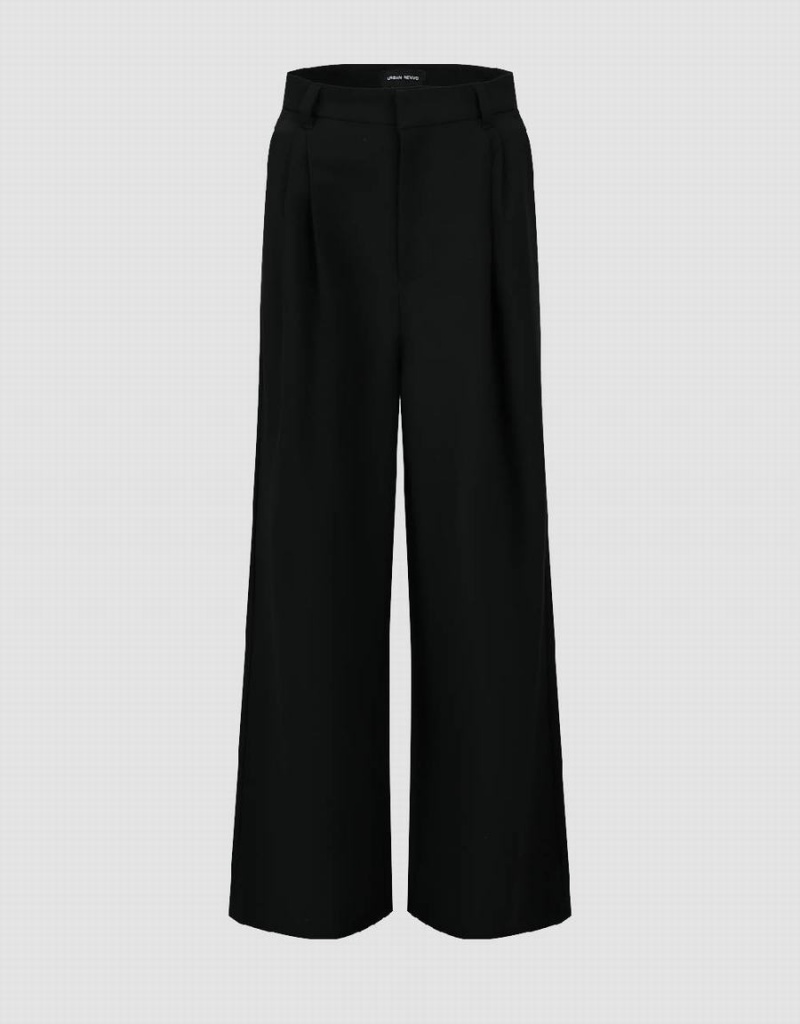 Black Women\'s Urban Revivo Wide-Leg Pants | ZAP9714PF