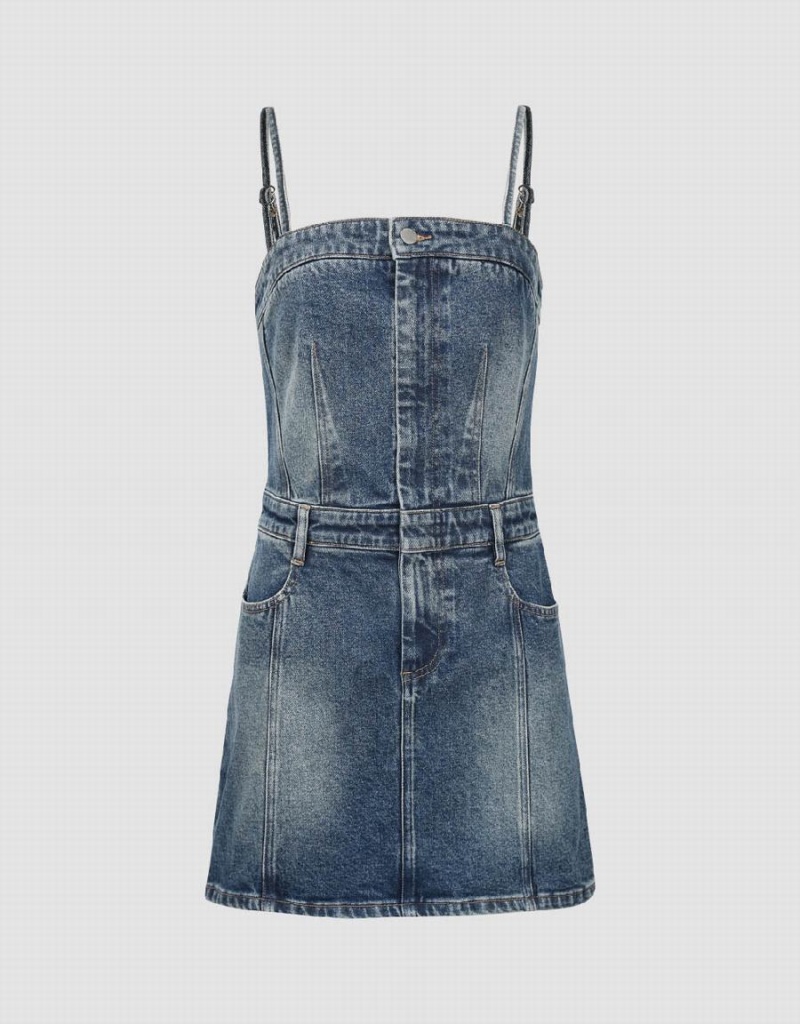 Blue Women's Urban Revivo Cami Denim Dress | SRX6541CF