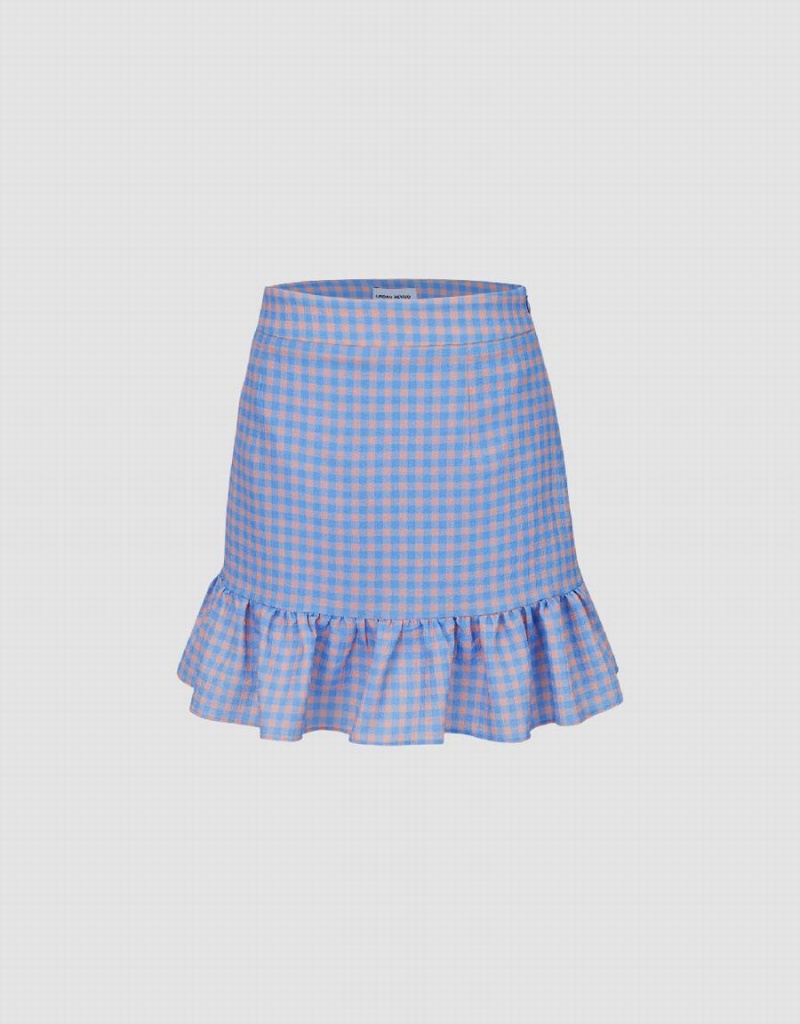 Blue Women\'s Urban Revivo Checkered Mini A-Line Checkered Skirts | ZZN4677JU