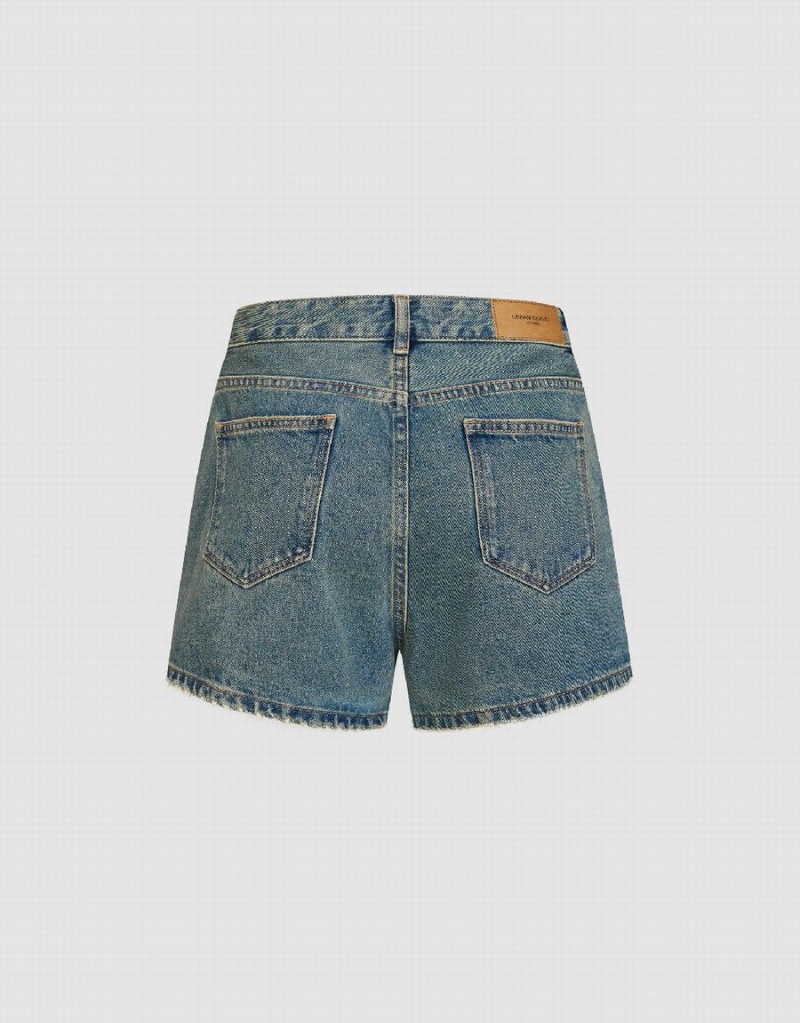 Blue Women's Urban Revivo Denim Shorts | EXY4838TB