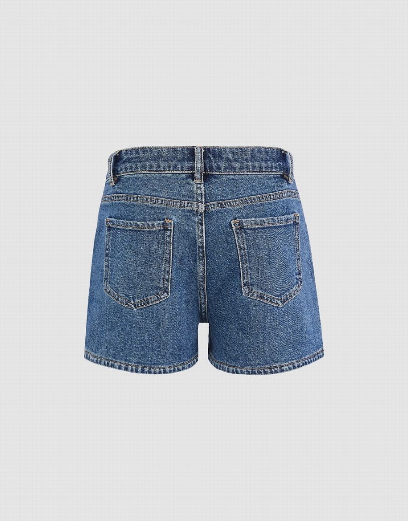 Blue Women's Urban Revivo Denim Shorts | USK4843CJ