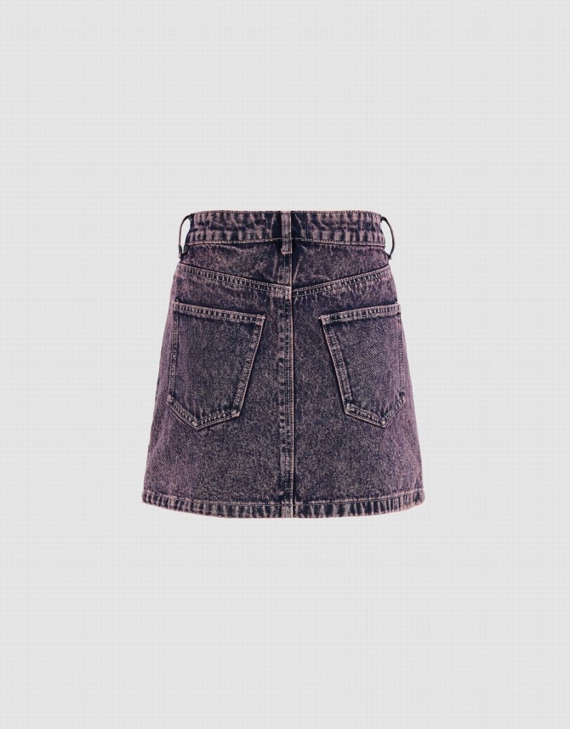 Blue Women's Urban Revivo Distressed Mini Straight Denim Skirts | JYK7626YH