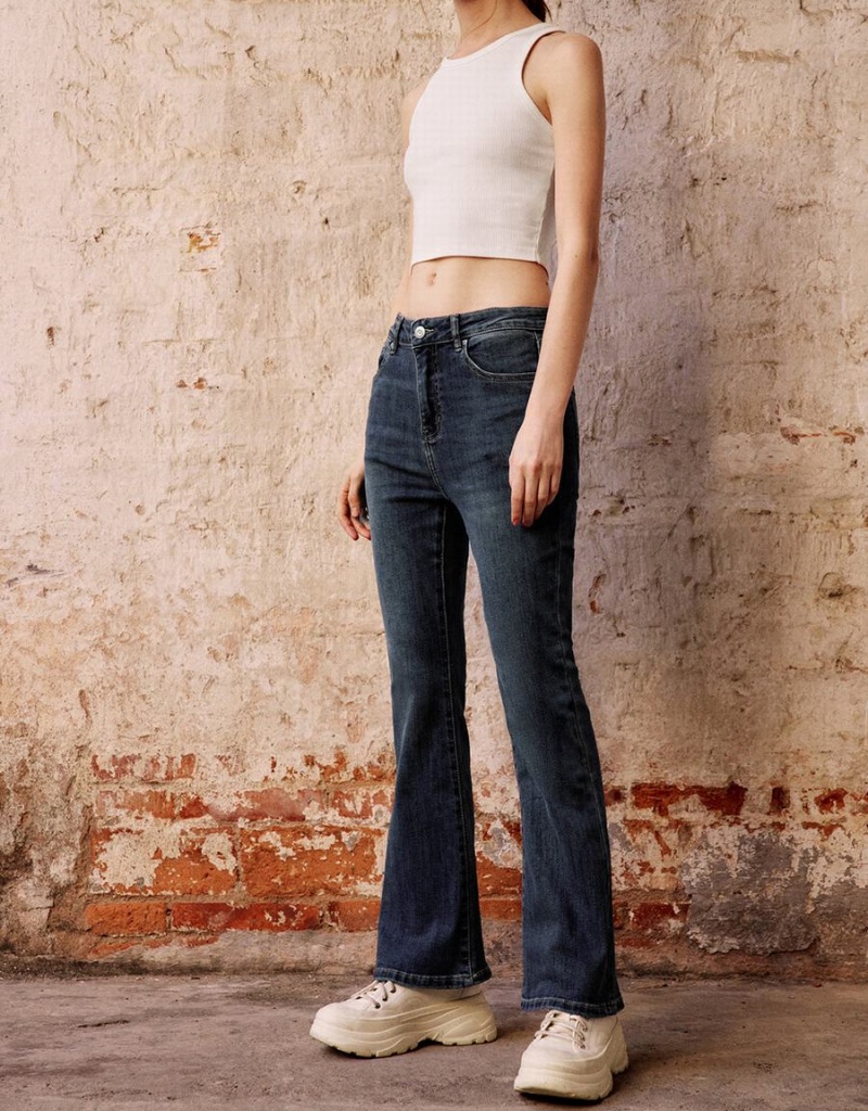 Blue Women's Urban Revivo Flare Jeans | OWI5441CO