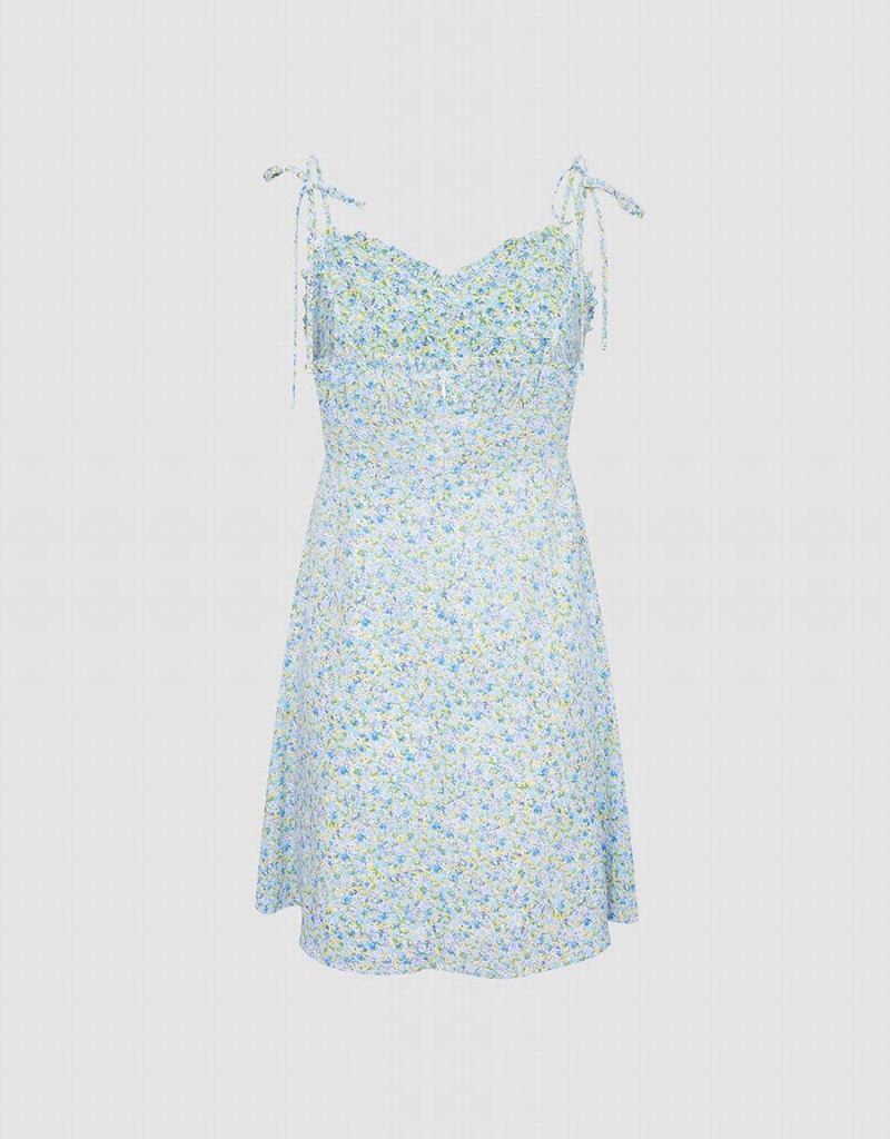 Blue Women's Urban Revivo Floral Print Cami Dress | IGK10023OM