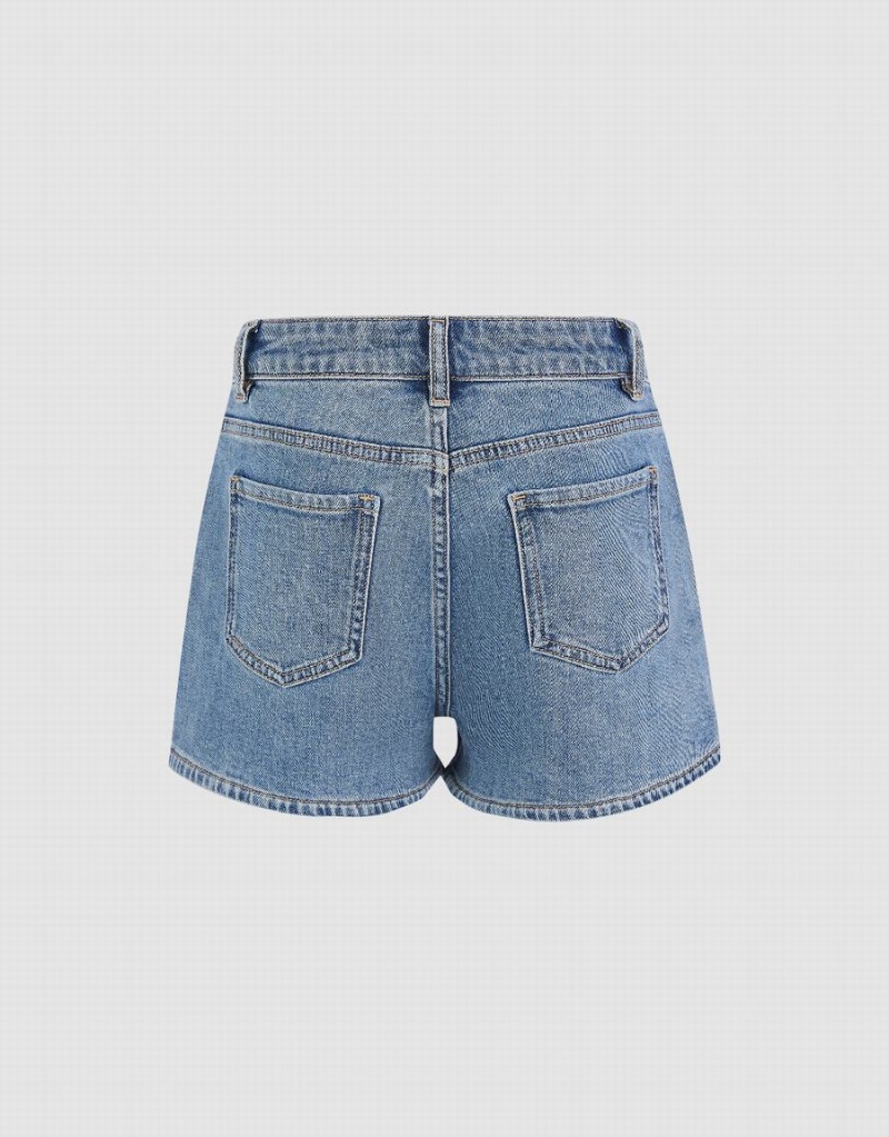 Blue Women's Urban Revivo Glamor Denim Shorts | VMP4325HT