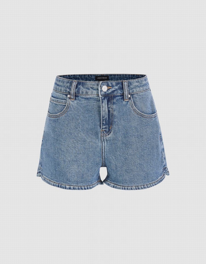 Blue Women\'s Urban Revivo Glamor Denim Shorts | VMP4325HT