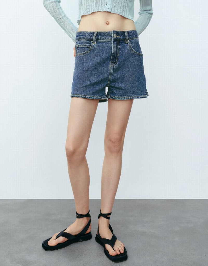 Blue Women's Urban Revivo Glamor Denim Shorts | SAG4497JB