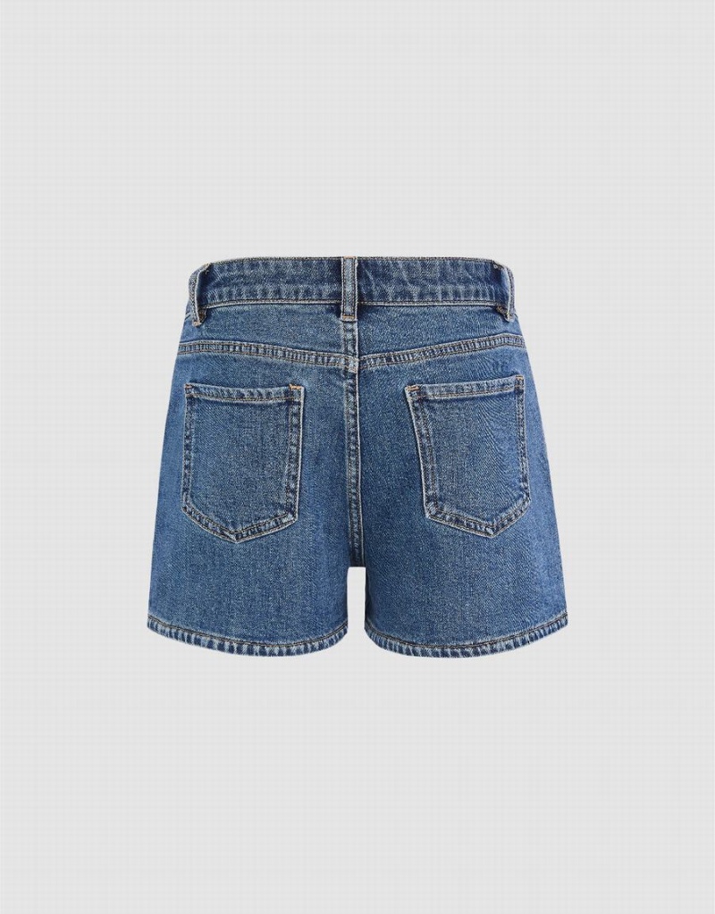 Blue Women's Urban Revivo Glamor Denim Shorts | SAG4497JB