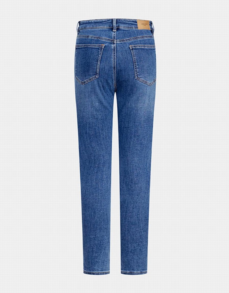 Blue Women's Urban Revivo Mid Waist Mom Jeans | CQH9648UO